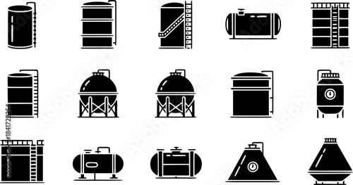 Collection of Industrial Storage Tank Icons
