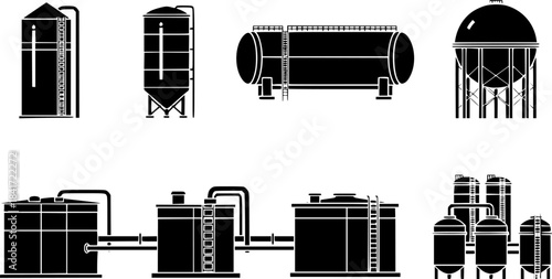 Collection of Industrial Storage Tank Icons
