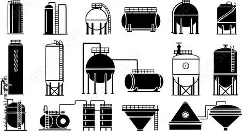 Collection of Industrial Storage Tank Icons
