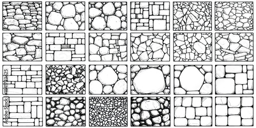 Collection of various stone and brick patterns