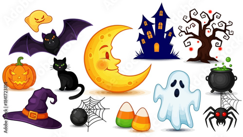 Spooky Halloween Collection - Bats, Cats, Pumpkins, Ghosts, and More.