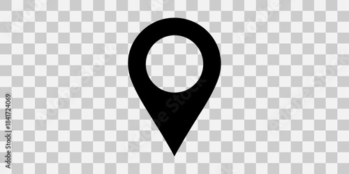 Black map pin icon on transparent background isolated on transparent background