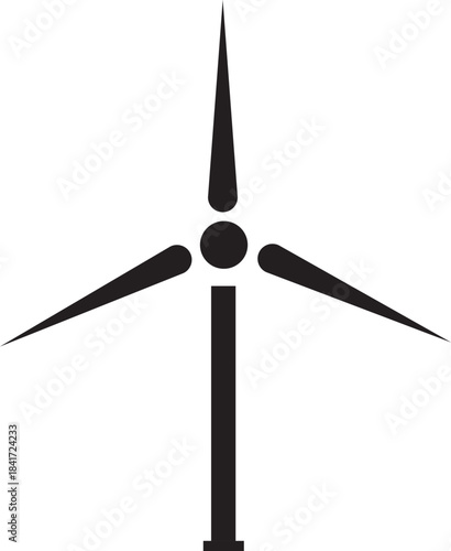Wind Turbine Silhouette: Renewable Energy, Ecology, and Green Power Symbol