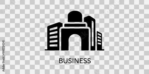 Business building icon with archway isolated on transparent background