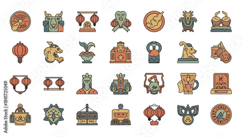 Chinese New Year Traditional Decoration Elements Collection.