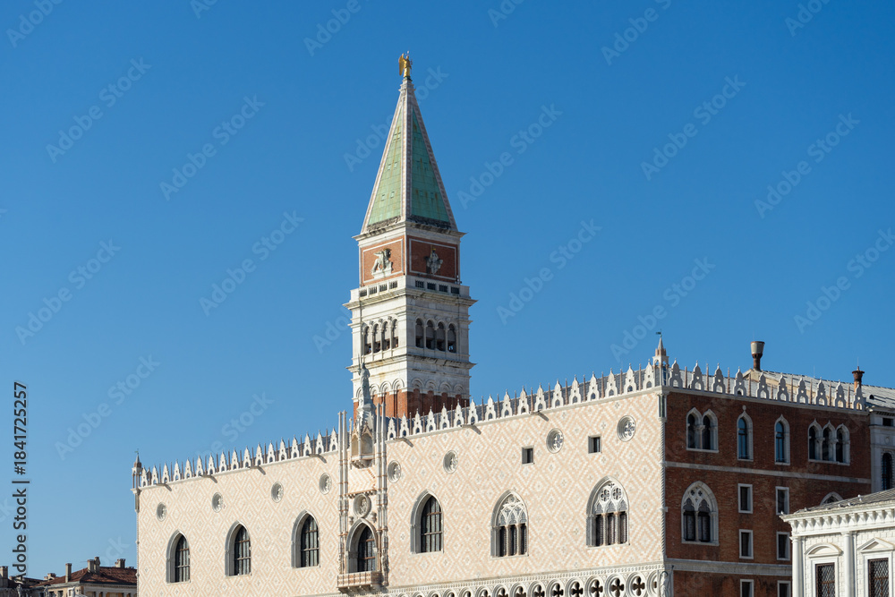 Fototapeta premium Doge’s Palace (Palazzo Ducale) and St Mark’s Campanile in Venice, Italy.