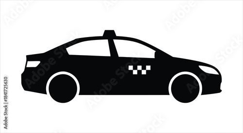 Black Silhouette of a Taxi Cab on a White Background