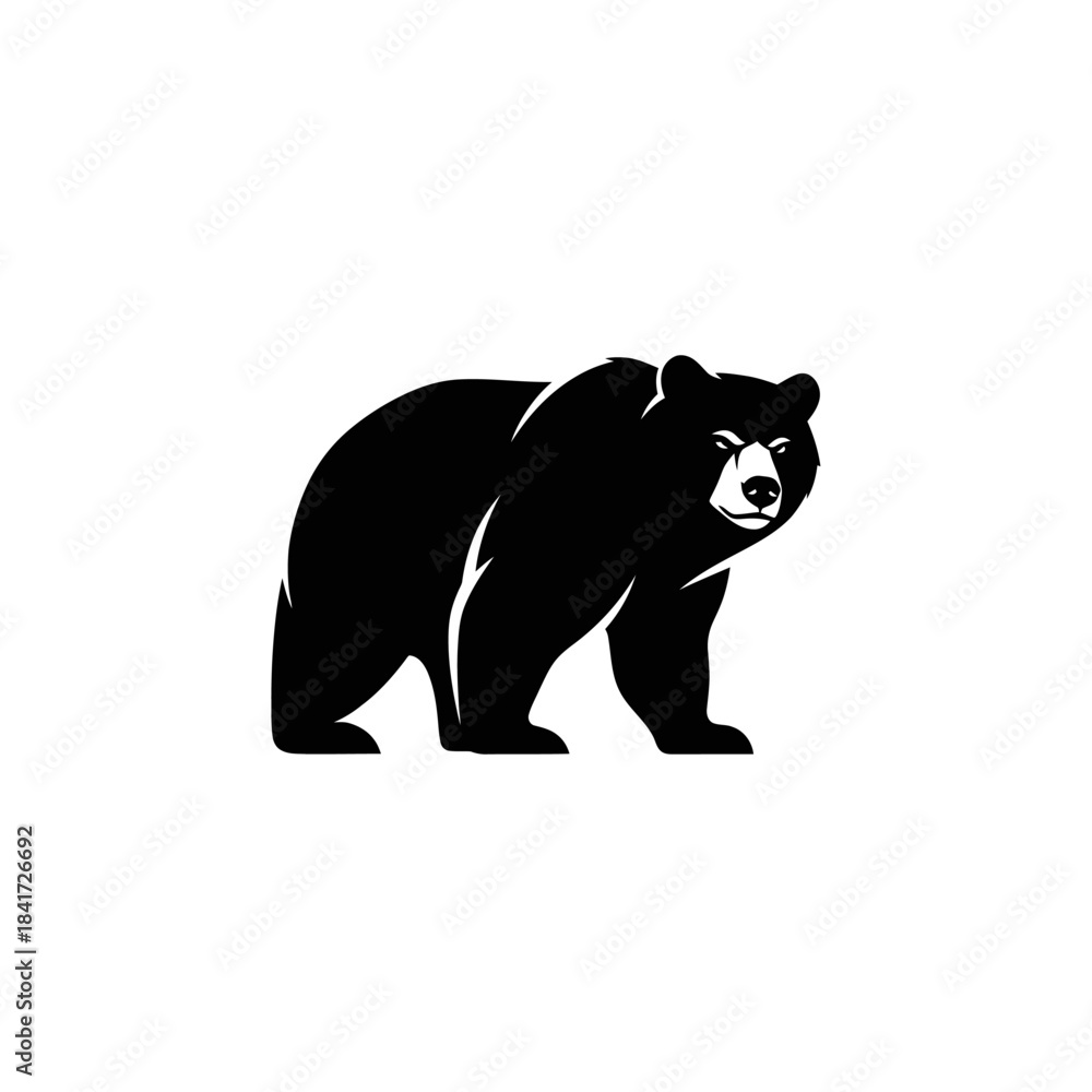 Obraz premium Black Bear Silhouette Standing on All Fours.