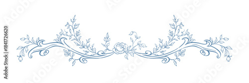 Vintage baroque border frame. Victorian hand drawn border, ornate with classic acanthus leaves and rustic florals. Whimsical decorative elements for wedding invitations, cards, certificates, diplomas.