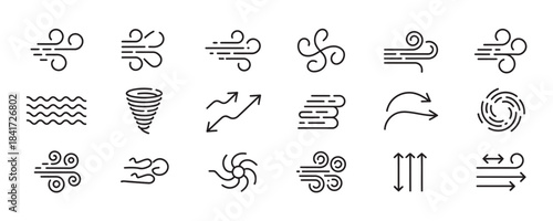 Weather forecast symbols and wind icons for modern design