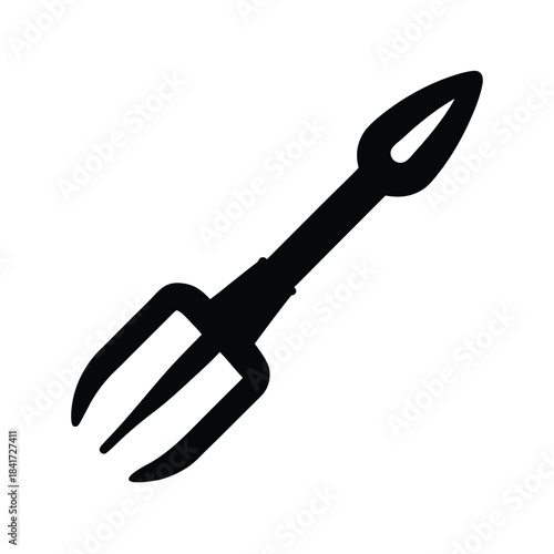 Abstract Ancient Sai Weapon Silhouette for Martial Arts Training and Combat Attack Design