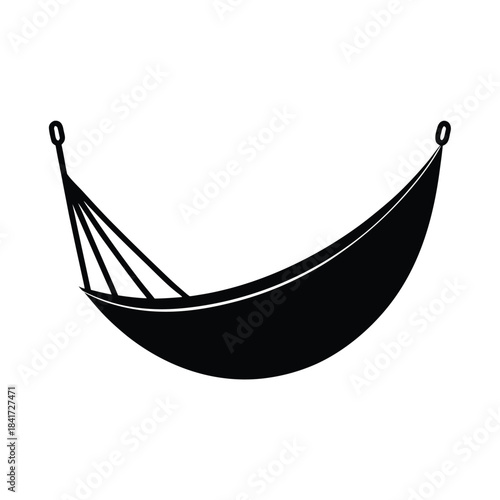 Minimalist Hammock Icon Silhouette Vector Graphic for Relaxation and Summer Vacations