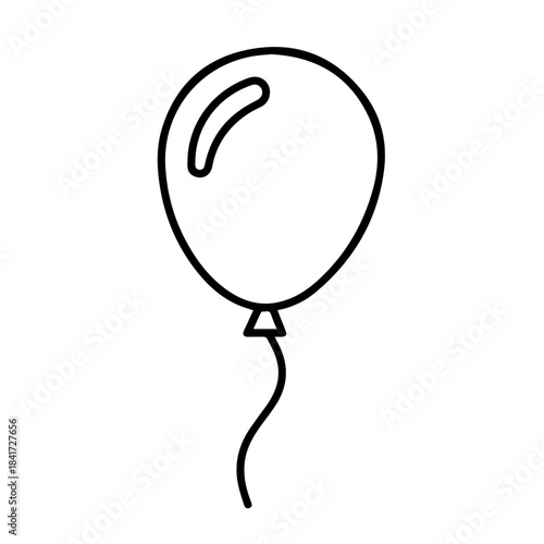 Simple balloon: An illustration of a singular balloon with a curved string ready to float upwards.