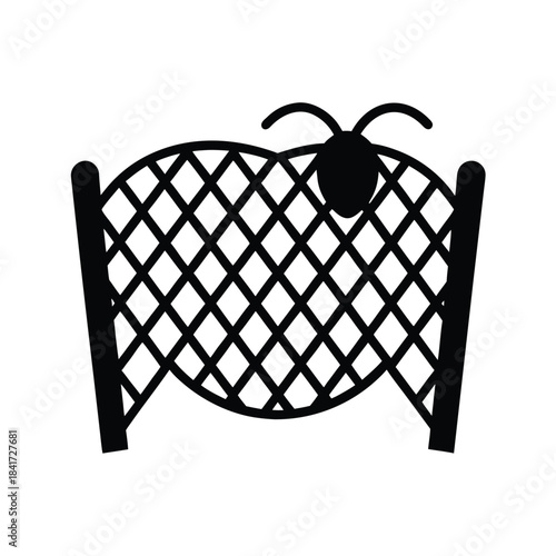 Simple Spider Web Icon with Creepy Insect Silhouette, a Modern Graphic Design Symbol for Pest Control and Halloween