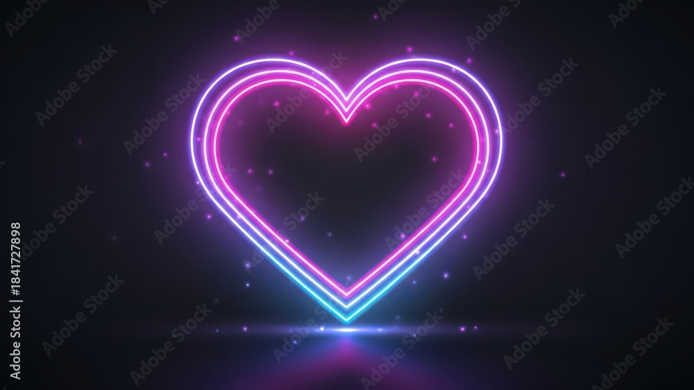 Fototapeta premium Vibrant neon heart shape glowing in the dark