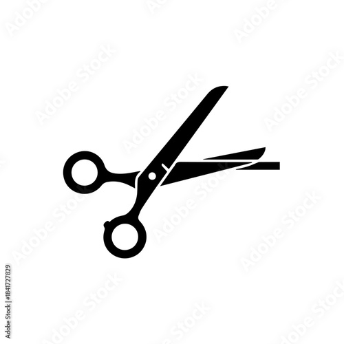 Sharp metal shears and vector icon of scissors, a cutting tool for hair, isolated on white