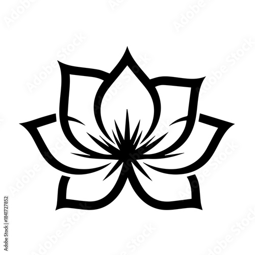 Black and white tribal lotus flower vector illustration for a tattoo or nature symbol design