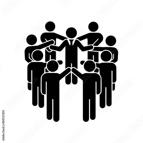 Business people team success concept with a group illustration of diverse silhouettes together
