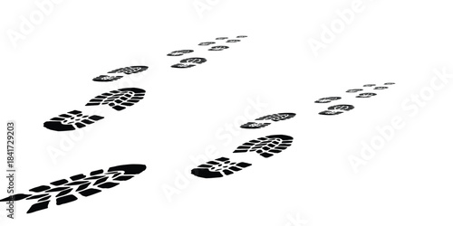 footprint shoe sole tracking path on transparent background, shoe footprint path vector illustration