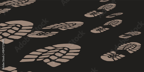 footprint shoe sole tracking path on transparent background, shoe footprint path vector illustration