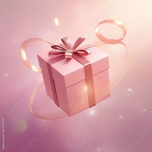 pink gift box with ribbon