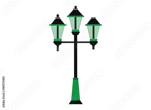 green street lamp vector