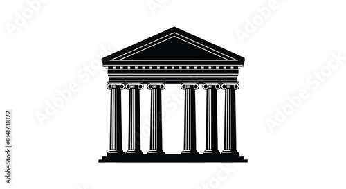 A striking depiction of a classical building with pillars showcasing an elegant architectural silhouette