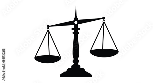 A striking black scales of justice image showcasing balance impartiality and legal representation silhouette