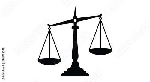 A black scale of justice representing balance and equity depicted as a striking silhouette