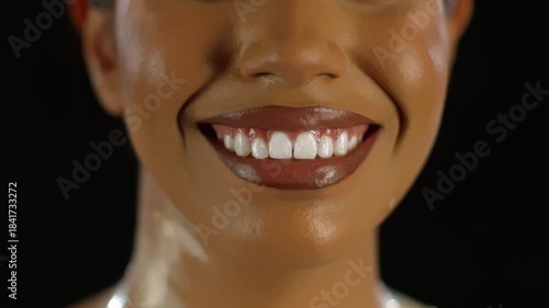 the girl smiles big in the frame