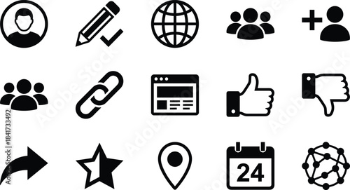 Essential Charity, Donation, and Humanitarian Icons: Outline Vector Set for Global Support, Environmental Care, Healthcare Services, and Community Volunteering