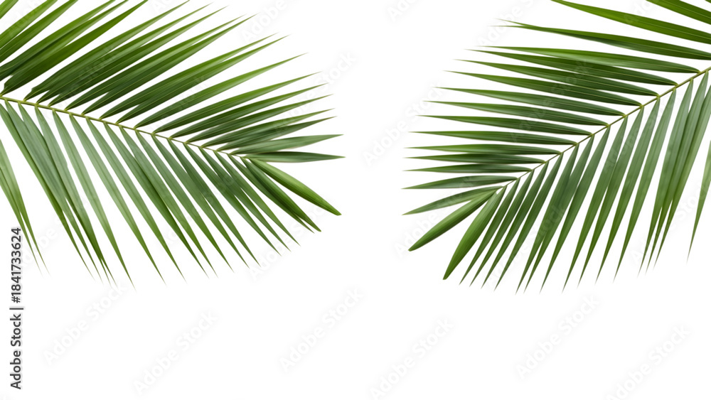 Obraz premium Tropical palm leaves arrangement isolated on transparent background