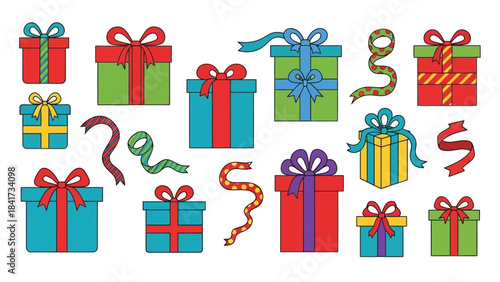 Colorful Gift Boxes with Ribbons for Festive Celebrations and Special Occasions.