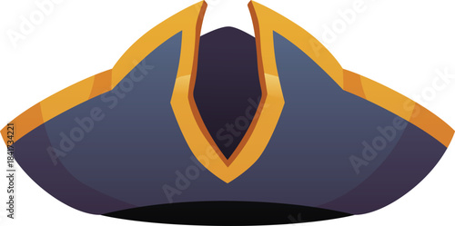 Pirate hat flat vector icon, blue captain's cocked hat, element of clothing for pirates and sailors, masquerade costume