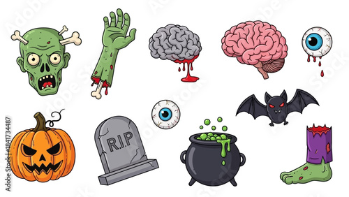 Halloween Icons Collection Spooky Elements And Symbols.