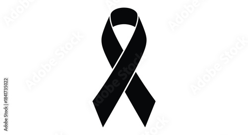 A stark black ribbon design a powerful symbol of remembrance and support presented as a silhouette