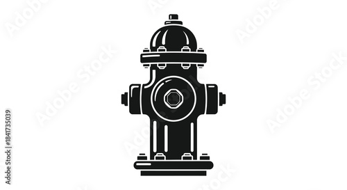 A stark black and white depiction of a classic fire hydrant design presented as a silhouette