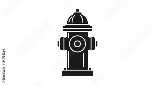 A stark black outline of a classic fire hydrant presenting a simple and bold silhouette