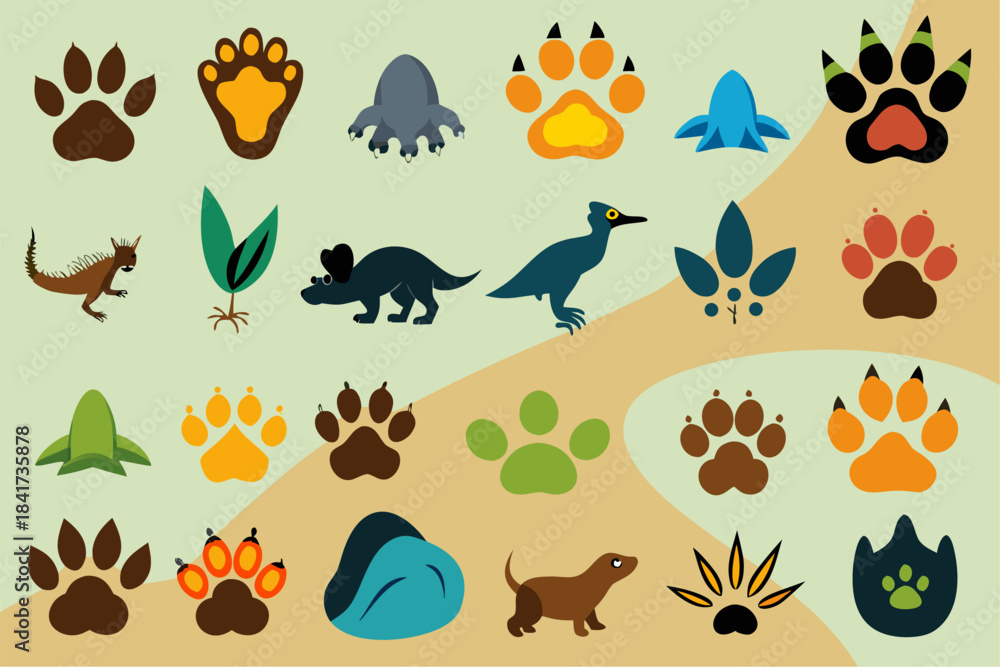 Fototapeta premium Cute cartoon animal seamless pattern vector illustration set for children design