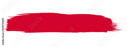 Canvas Print Vivid red brush painted title strip in deep festive shade , rough textured edge