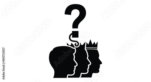 A striking image of layered human head profiles shown in a dark minimalist silhouette