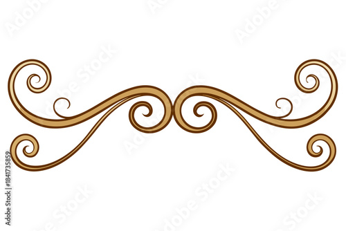 Abstract floral vector illustration design with ornate gold scroll and leaf decoration pattern element