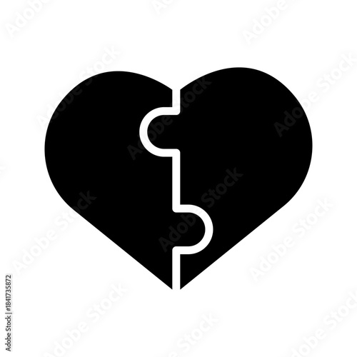 Puzzle Connection Icon heart puzzle icon representing connection, unity, relationship bonding, partnership, and emotional compatibility. Suitable for love concepts, teamwork, and matching design eleme