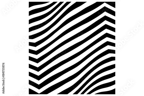 Seamless black and white zebra stripes vector pattern background for nature, wild animal, and safari design illustration