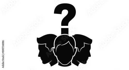 A striking image depicting multiple human heads merged together in a dark silhouette