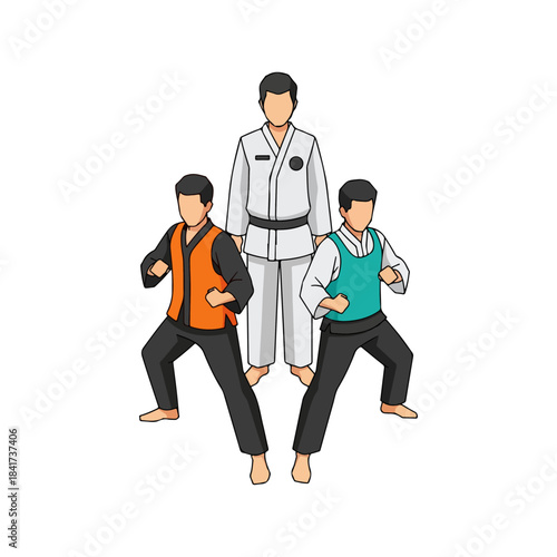 Martial Arts Training Session with Instructor and Students.