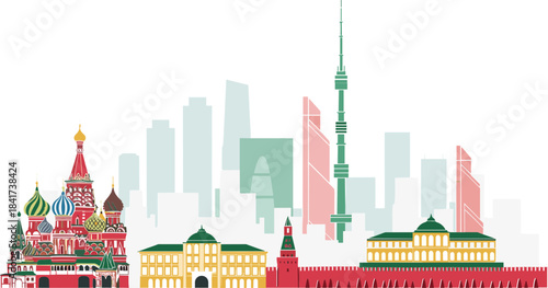 Moscow skyline vector illustration on white background