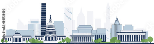 Washington D.C. skyline in vector style on white background