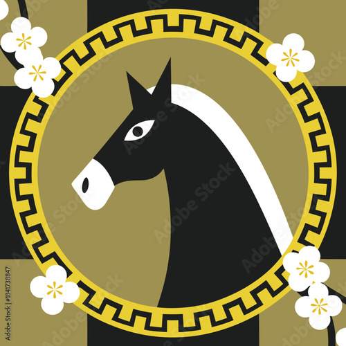 horse head with flower