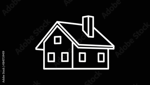 Simple house outline icon representing home and real estate.